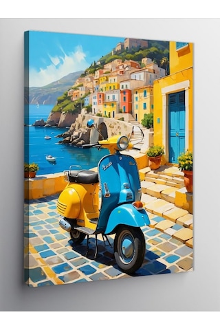 Kanvas Tablo Akdeniz De Vespa İle Gezi 70cmx100cm