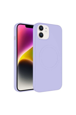 Apple Uyumlu iPhone 11 Kılıf M-safe Wireless Şarj Özellikli Pastel Renk Silikon Zore Plas Kapak Lila