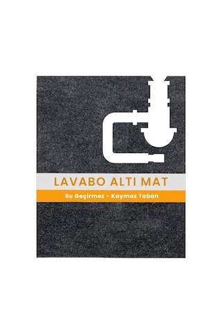 Beylini Lavabo Altı Matı Sıvı Geçirmez Kaymaz Taban Evye Dolap Paspası 60x76 Cm Açık Indigo