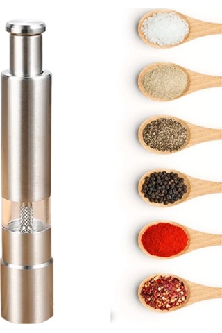 Paslanmaz Çelik Tuz Ve Kararbiber Öğütücü - Şeffaf Akrilik Hazne Renkli