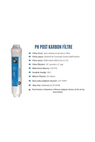 Ph Post Karbon 10'' Jaco Tatlandırıcı Filtre