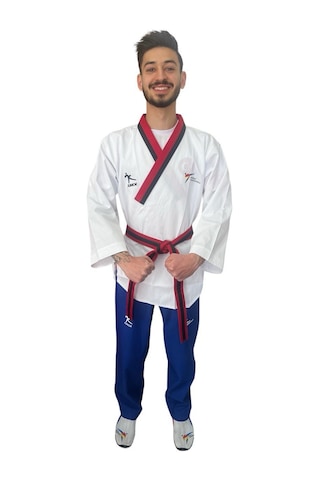 Jumok Taekwondo Poom-pum Yaka Poomsae-poomse Elbisesi Beyaz - Siyah - Kırmızı