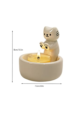 Springsun Seramik Kedi Fantom Mumluk, Nordik Stil Dekorasyon, Halloween Hediyesi, Aromaterapi Mum Tutucu Mum Dahil Değil