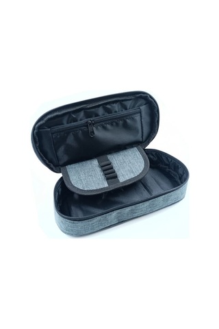 Bback Oval Koyu Gri Kumaş Kalem Çantası 311