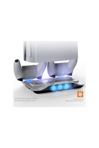 Dobe PS5 Multi Fonksiyonlu Konsol Şarj Standı Fanlı Beyaz