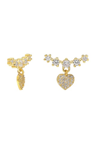 Zirkon Kalp Küpe 717047 Gold Gümüş