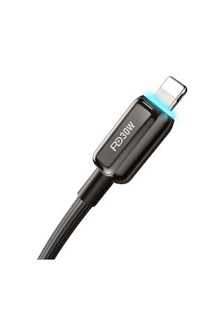 Recci Rs42cl Lamp Display Serisi Type-c To Lightning Pd 30w Data Ve Şarj Kablosu 1.5m Siyah