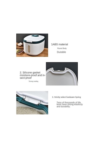 Pazly 9l Gri Pirinç Kutusu Böcek/nem Geçirmez Mühürlü Gıda Kavanozu Ev Pet Depolama Gri