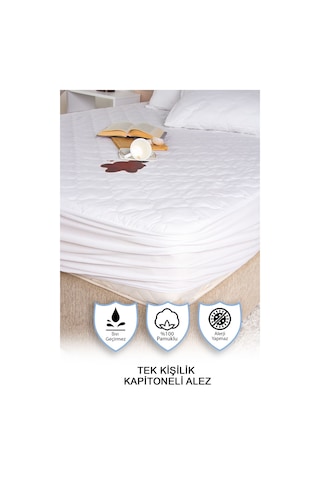 Vionel Home %100 Pamuklu Kapitone Fitted Full Kenar Su & Sıvı Geçirmez Tek Kişilik Yatak Koruyucu Alez