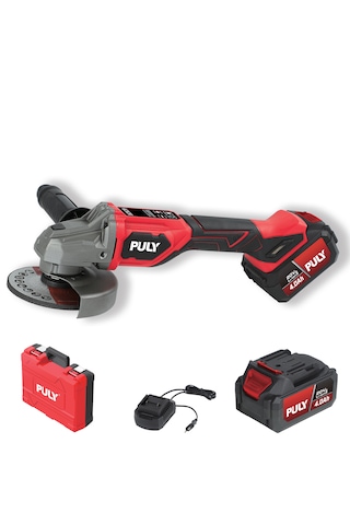 Puly Professional BLM-298 20V 125MM Kömürsüz Akülü Avuç Taşlama Dijital Hız Ayarlı 2x4.0AH Akü Şarj Cihazı ve Pulybox Çanta