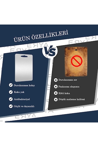 Paslanmaz Çelik Antibakteriyel Kesme Tahtası 23x34 cm