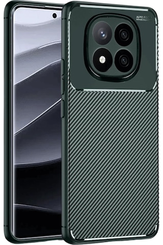 Mey İthalat Redmi Note 14 Pro Plus Kılıf Auto Focus Karbon Kapak - Koyu Yeşil Çok Renkli