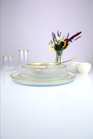 Digithome Rexy 24 Parça 6 Kişilik Cam Yemek Takımı Altın Rim Akc1005 C320.045