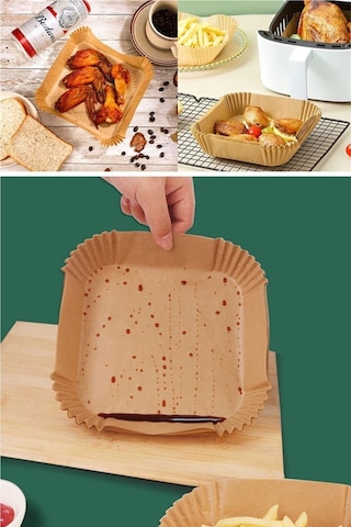 TP Company 100 Adet Airfryer Pişirme Kağıdı Kare Tabak Model Yağlı Kağıt