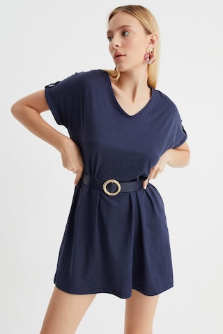 Alexandergardi V Yaka Kemerli Tunik-elbise B22-49300 İndigo
