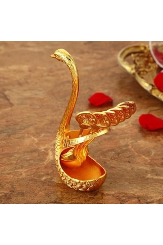 Novahub Altın Kuğu Şekilli Çatal Kaşık Seti - Paslanmaz Korozyona Dirençli Cilalı Yüzey - Depolama Tutucu İle Altın