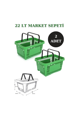 2 adet 22Litre Market ve Alışveriş Sepeti, Saplı Market Sepeti Y
