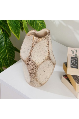 Evidea Deco Urthania Vazo - Bej / Gold - 25 Cm Bej / Altın