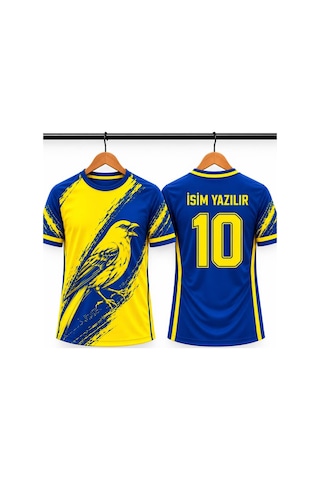 Sonvadi İsim Yazılır Yetişkin Futbol Forması Kanarya Dijital Baskı Özel Tasarım Forma Lacivert Lacivert