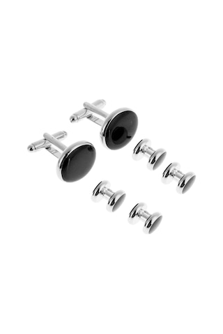 Magideal SuntekResmi Kostüm Gömlek Siyah Yuvarlak Broş 6 Adet Siyah