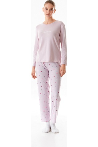 Fullamoda Yazı Baskılı Bisiklet Yaka 2 Li Pijama Takımı 24mıcg631216551-lila LILA