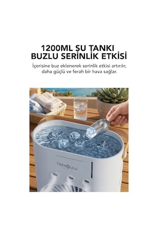 Masaüstü Vantilatör Taşınabilir Buzlu Su Spreyli Çift Katlı Fan Rgb Led Şarjlı Kumandalı 6000 Rpm