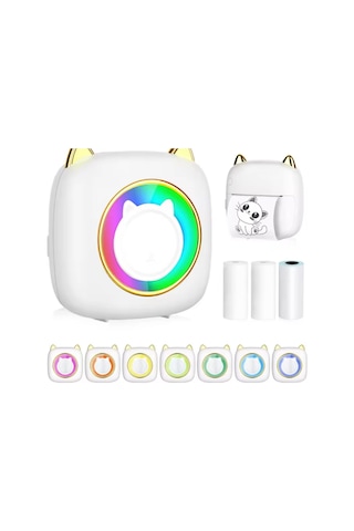 Mini Bluetooth Yazıcı,mini Yazıcı, Funprint 1 Adet Beyaz Rulo Kağıt, 3 Adet Renkli Kağıt .