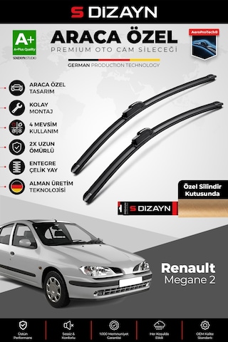 S-dizayn Renault Megane 1 Ön Cam Silecek Seti 1996-2002 Premium Araca Özel 55-50 Cm A+ Kalite