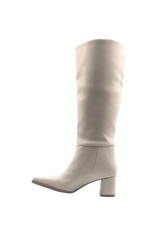 Melen Shoes Elegia Bej Suni Deri Rahat Kadın Topuklu Çizme Bej