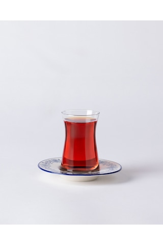 Madame Coco Luxe Floral 6'lı Çay Tabağı Seti - Mavi/beyaz 8684427297919 Çok Renkli