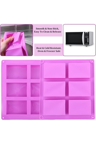 Gatherco 10'lu Paket Silikon Sabun Kalıbı, 6 Gözlü Dikdörtgen Silikon Sabun Kalıbı, Ev Yapımı El Sanatları Sabun Kalıpları Ve Çikolata Kalıpları