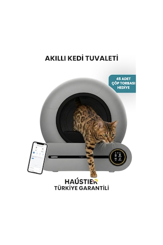 Msp01 Gri Akıllı Otomatik Kedi Tuvaleti, App Kontrol, 65lt Hazne, 9lt Atık Haznesi,iyonizer Kötü Koku Giderici