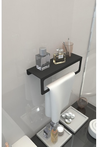İcon Plus Havlu Tutacağı ,raf Metal Havlu Askısı, Mutfak Banyo Raflı Havluluk,modern Raflı Havluluk 30cm Siyah