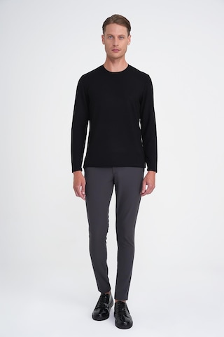 Efor Comfort Fit Bisiklet Yaka Uzun Kol Casual Siyah Tişört Ts 892 Siyah