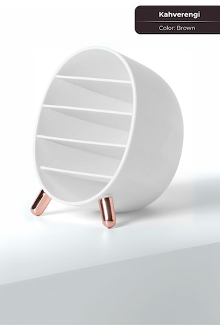 Makeup Organizer, Ruj, Rimel, Oje Düzenleyici, Makyaj Organizeri Mini, 14 X 14 Cm, Kahverengi Çok Renkli