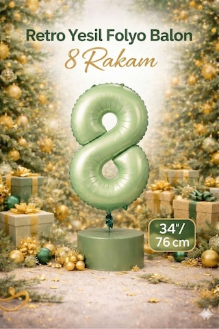 Yeşil 8 Rakam Folyo Balon 76cm Yeşil