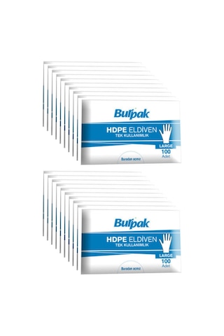 Burpak Hdpe İş Temizlik Tek Kullanımlık Şeffaf Eldiven / Büyük Boy / 100 Adetlik 20 Paket - Koli