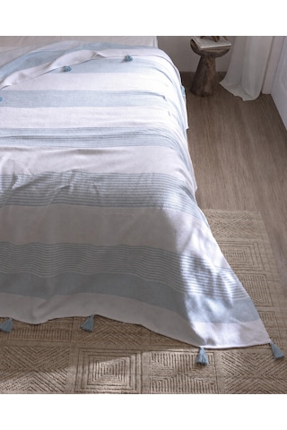 Virelia Tek Kişilik Pamuklu Yatak Örtüsü - Mavi/beyaz 8684427345894 Çok Renkli
