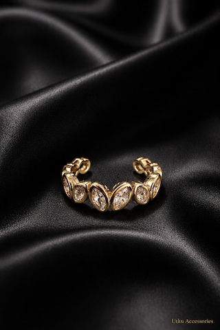 Gold Taşlı Kıkırdak Çelik Küpe Earcuff Altın 12788788