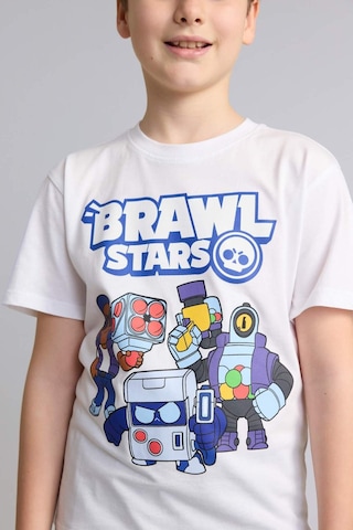 Defacto Brawl Stars Kısa Kollu Üst Şort Alt 2li Pijama Takımı Erkek Çocuk H3540a826smwt34 Beyaz-wt34
