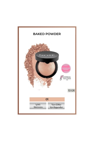 Note Cosmetique Baked Powder Işıltılı Bitişli Fırınlanmış Toz Pudra - 01 Stardust