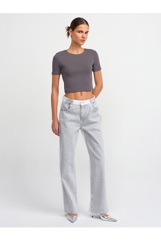 Dilvin Crop T-shirt Füme