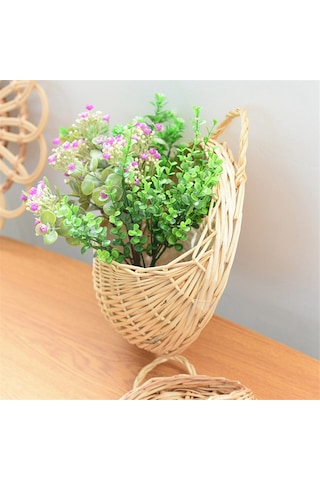 El Yapımı Çiçek Saksısı Duvara Asılı Hasır Rattam Sepet Bahçe Asma Saksı Bitkileri Tutucu Bahçe Saksıları Duvar Saksısı C