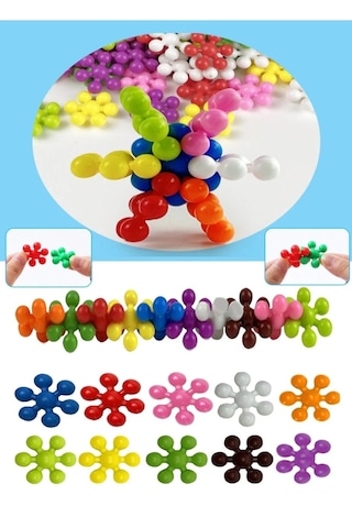 60 Parça Kar Tanesi Çiçek Molekül Kilitli Yapı Taşları Puzzle
