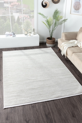 Mariesse Home Bambu Dokulu Modern Sık Dokuma Koridor Kesme Yolluk Dokuma Makine Halısı Bej