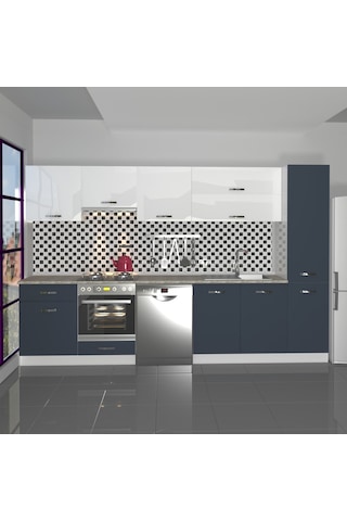 Decoraktiv Elite 325y Ankastre Fırın Modüllü Mdf Hazır Mutfak Dolabı - Tezgah Dahil - Antrasit - Beyaz