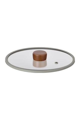 24cm Düz Silikon Çerçeveli Cam Kapak Gri 0