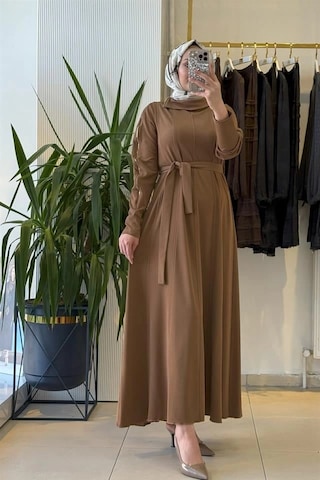 Misswhence 38803 Fermuar Detaylı Elbise Camel Camel