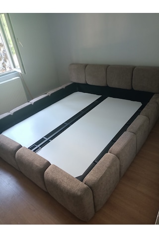 Most Oktagon Bazalı Mdf Karyola 180x200 Kahve Bukle Kumaş İşbir Kuştüyü Sünger Evinize Teslim 180 x 200
