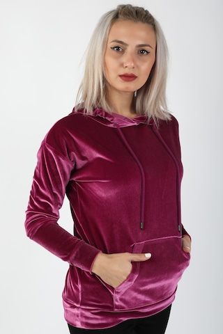 Balins Kapüşonlu Kadife Sweatshirt Fuşya Çok Renkli